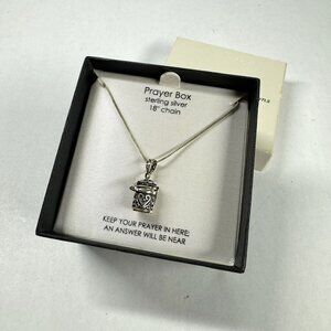 New in Box Sterling Reflections Sterling Silver Prayer Box 18" Chain